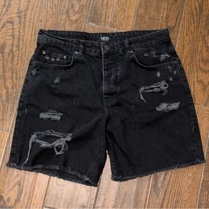 Boohoo Black Distressed Jean Shorts